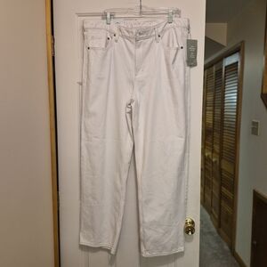 HM &Denim Women White‎ Baggy Low Waist Loose Fit Jeans Size 16 NWT